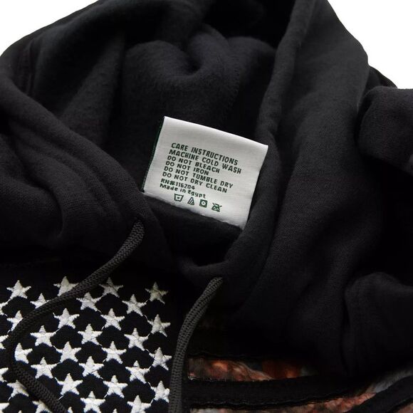 Woodland Creek Embroidered American Flag Camo Hooded Sweatshirt in Black, Medium - Picture 6 of 6